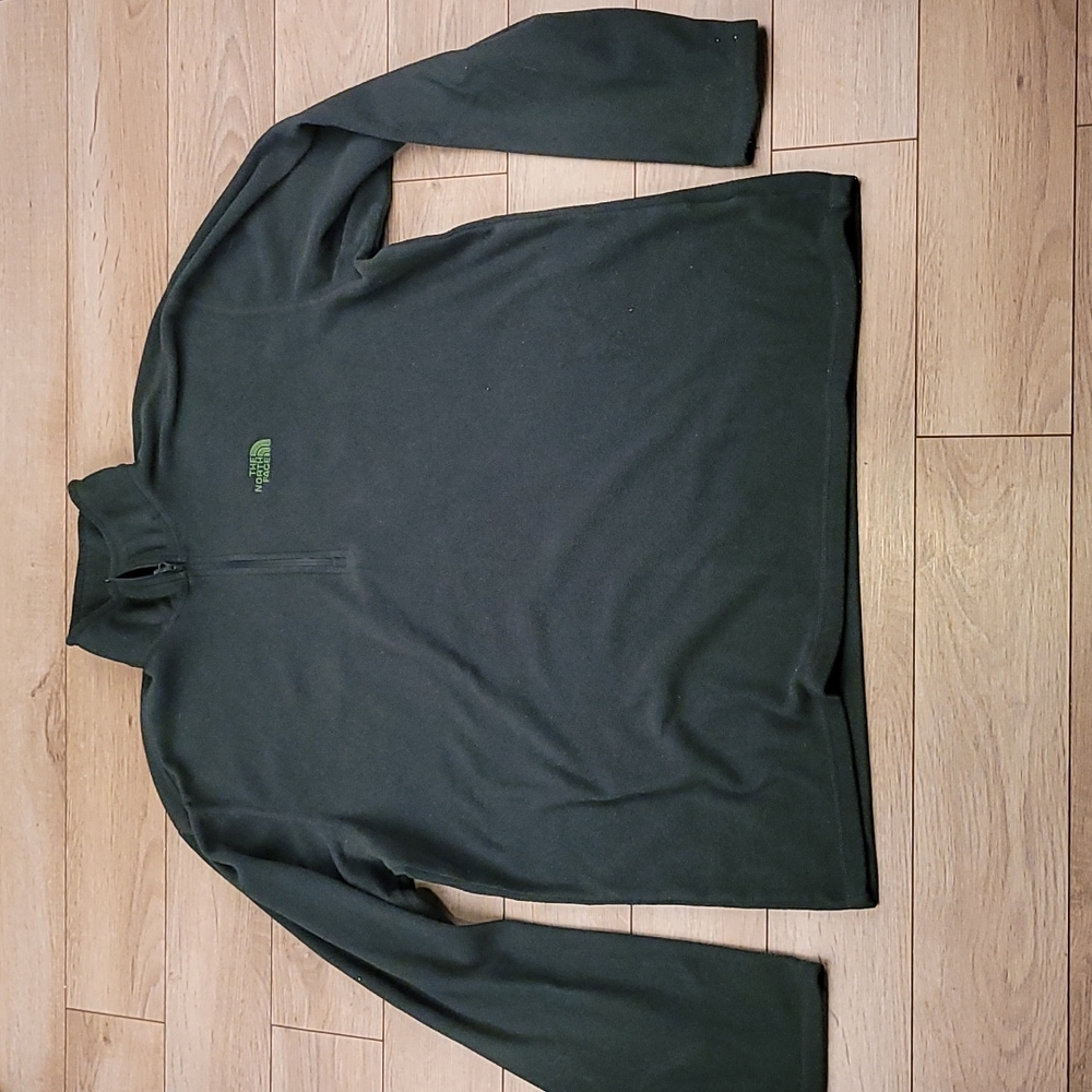 THE NORTH FACE Dark Green Fleece Polyester Sz L‎ Half Zip Pullover Jacket